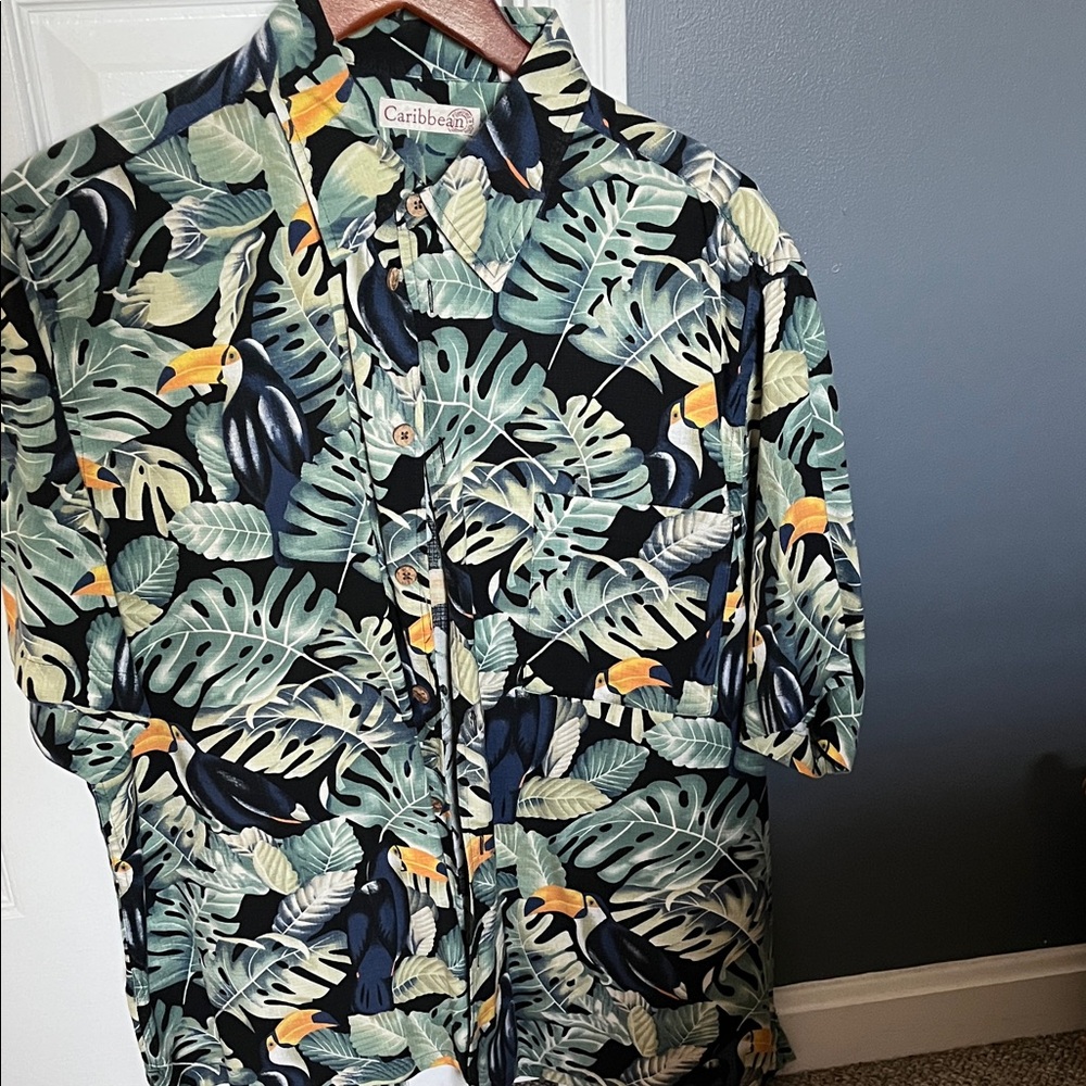 Caribbean silk/cotton short sleeve shirt size large in great condition